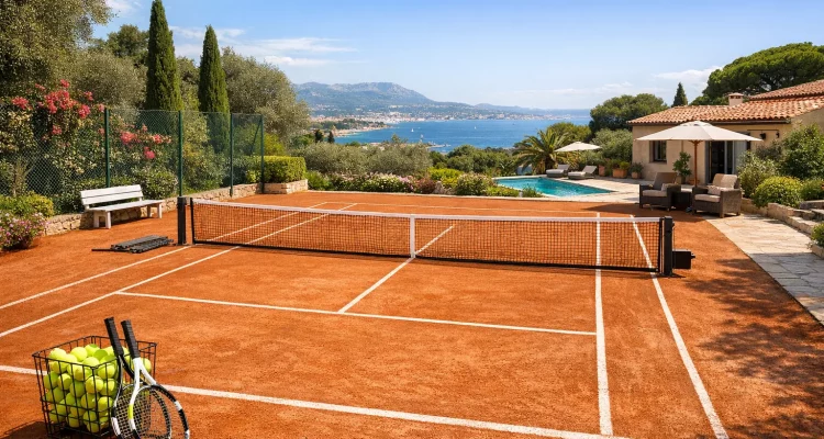 Construction court de tennis en terre battue à Toulon pour les maisons de vacances